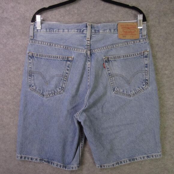 Levis 505 Denim Shorts Mens 34 Light Wash Regular Fit Blue Jean Casual - Picture 2 of 8